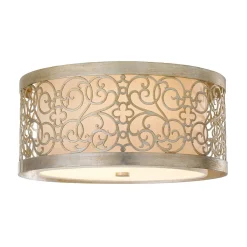 Elstead Runde Deckenleuchte Wohnzimmer Blattsilber antik* Wohnzimmerlampen|Stofflampen