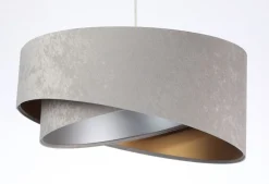 Hot BPS Koncept Runde Hängelampe E27 D: 50 cm Grau Gold Silber Stoffschirm