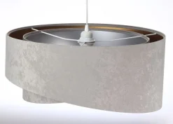 Hot BPS Koncept Runde Hängelampe E27 D: 50 cm Grau Gold Silber Stoffschirm