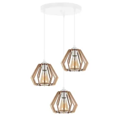 Belis Runde Hängelampe E27 Holz Metall Weiß B:35 cm gemütlich* Hängelampen|Bürolampen