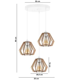 Belis Runde Hängelampe E27 Holz Metall Weiß B:35 cm gemütlich* Hängelampen|Bürolampen