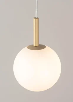 Sigma Runde Hängelampe Glas Kugel Metall Gold G9 Ø14 cm* Hängelampen|Esszimmer Lampen