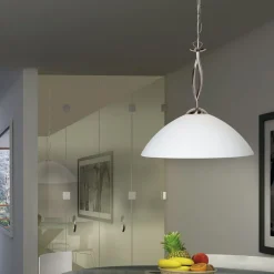 Steinhauer Runde Hängelampe Glas Metall Ø45 cm E27 gemütlich* Hängelampen|Bürolampen