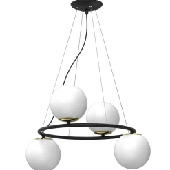 Sale Luminex Runde Hängelampe Glas Metall Schwarz Weiß Gold 65 cm