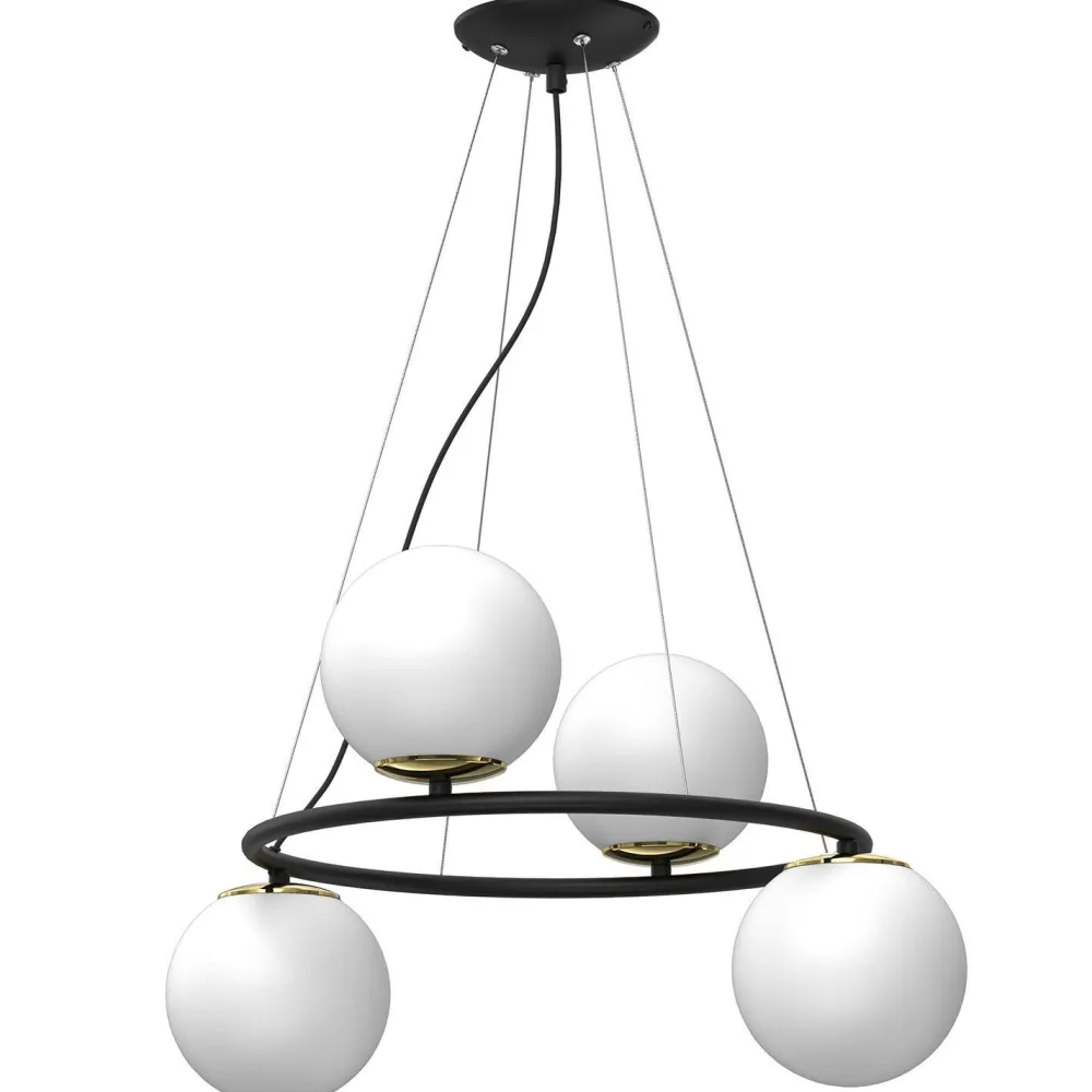 Sale Luminex Runde Hängelampe Glas Metall Schwarz Weiß Gold 65 cm