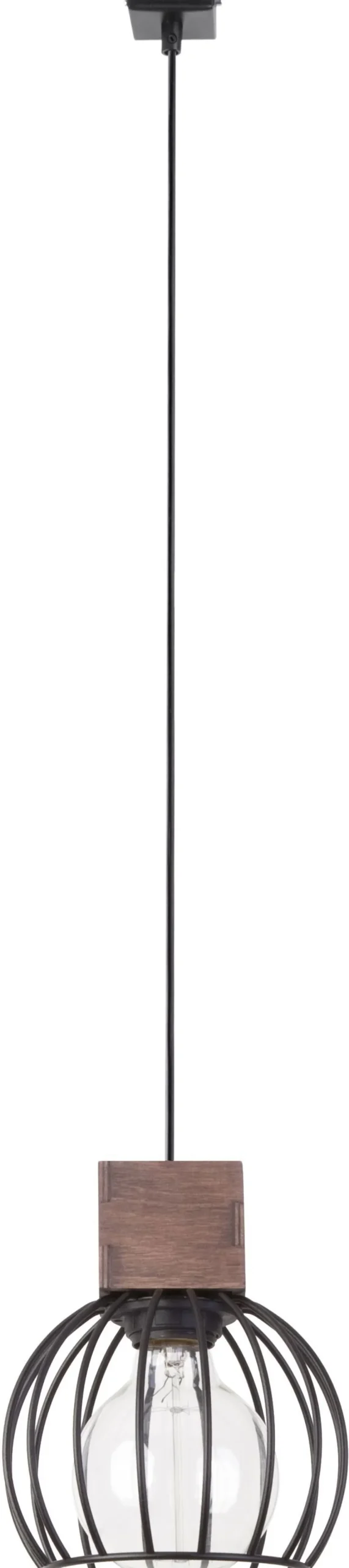 Sigma Runde Hängelampe Holz Metall Schwarz E27 Ø16 cm* Hängelampen|Wohnzimmerlampen