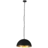 Steinhauer Runde Hängelampe Metall in Schwarz Gold 50 cm Modern