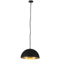 Steinhauer Runde Hängelampe Metall in Schwarz Gold 50 cm Modern