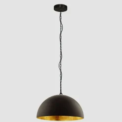Steinhauer Runde Hängelampe Metall in Schwarz Gold 50 cm Modern