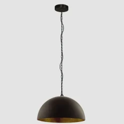Steinhauer Runde Hängelampe Metall in Schwarz Gold 50 cm Modern