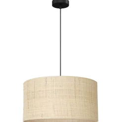 Clearance Luminex Runde Hängelampe Rattan Metall Ø40 cm E27 Schwarz Natur