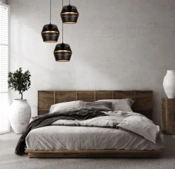 Belis Runde Hängelampe Schwarz Gold Metall B:45 cm E27 3-flmg* Hängelampen|Bürolampen