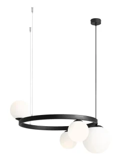 Clearance ALDEX Runde Hängelampe Schwarz Weiß Glaskugeln Metall E27