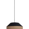 Best Belis Runde Hängelampe Stoff Rattan Schwarz Natur E27 Ø45 cm