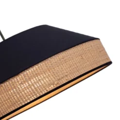 Best Belis Runde Hängelampe Stoff Rattan Schwarz Natur E27 Ø45 cm