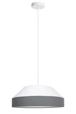 Sale Belis Runde Hängelampe Stoff Weiß Grau E27 Ø45 cm blendarm