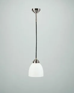 Berliner Messingleuchten Runde Hängeleuchte Messing Glas in Nickel E27 B:15 cm* Hängelampen|Bürolampen