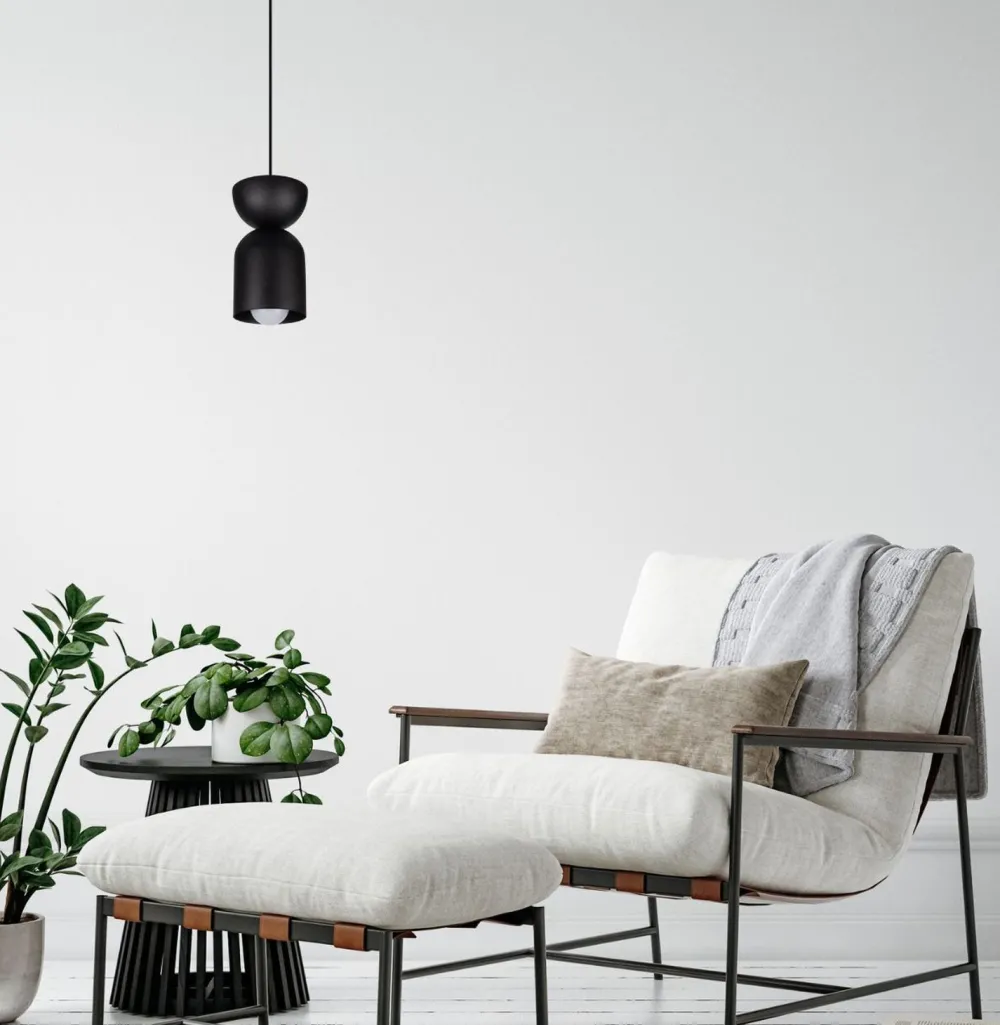 Sale Belis Runde Hängeleuchte Schwarz Metall Ø11 cm Minimalistisch