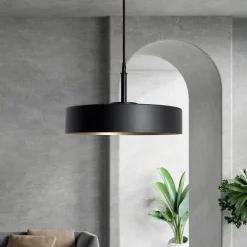 Giovanni Battista Runde Hängeleuchte Schwarz Gold E27 Ø 40 cm Messing Eisen