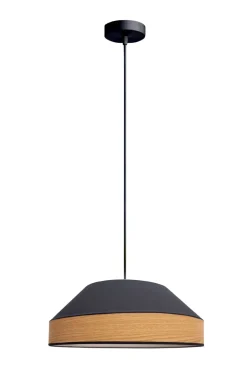 Hot Belis Runde Hängeleuchte Stoff wohnlich Schwarz Natur B:45 cm