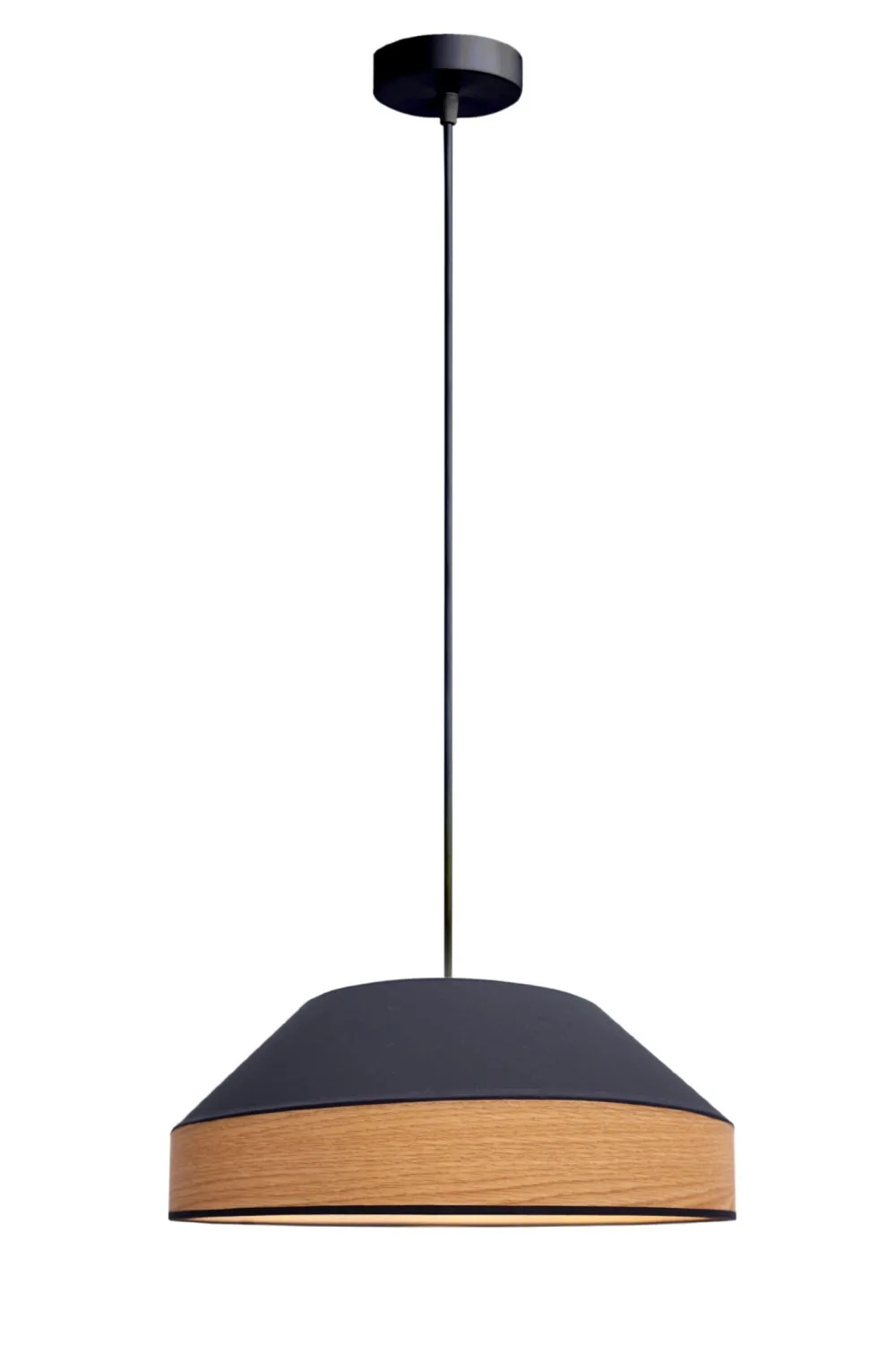 Hot Belis Runde Hängeleuchte Stoff wohnlich Schwarz Natur B:45 cm