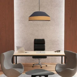 Hot Belis Runde Hängeleuchte Stoff wohnlich Schwarz Natur B:45 cm