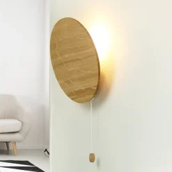 Nowodvorski Runde Holz Wandlampe mit Schalter flach Modern* Wandleuchten|Flurlampen
