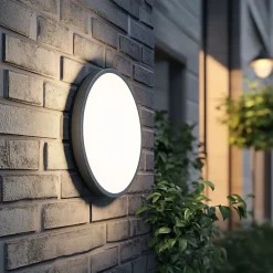 TK Lighting Runde LED Außenwandleuchte IP54 Aluminium Schwarz 18 W* Metall Lampen|Feuchtraumleuchten