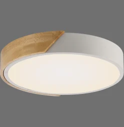 Discount Just Light Runde LED Deckenlampe Holz Ø32 cm Weiß Natur 2520 lm