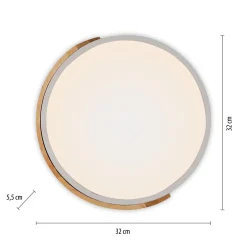 Discount Just Light Runde LED Deckenlampe Holz Ø32 cm Weiß Natur 2520 lm