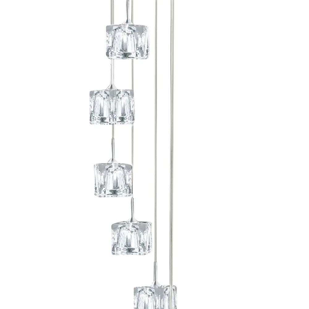 Searchlight Runde LED Pendelleuchte 8-flmg Metall Glas Ø20 cm 5 W* Bürolampen|Wohnzimmerlampen