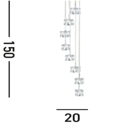 Searchlight Runde LED Pendelleuchte 8-flmg Metall Glas Ø20 cm 5 W* Bürolampen|Wohnzimmerlampen
