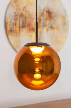 Discount Eco-Light Runde LED Pendelleuchte Schwarz Bernstein Ø15 cm 10 W