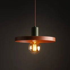 TK Lighting Runde Pendelleuchte E27 Ø30 cm Vintage Braun Ziegelrot