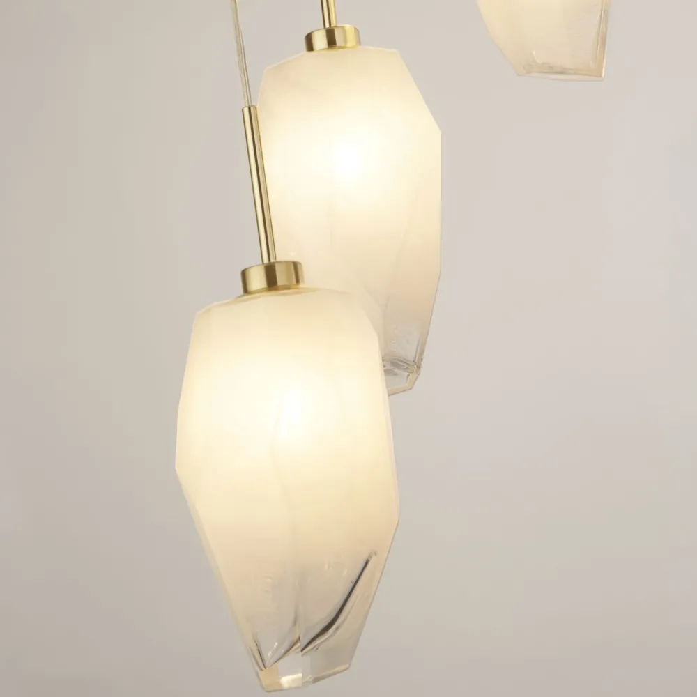 Searchlight Runde Pendelleuchte Glas Metall Ø32 cm in Messing Weiß* Bürolampen|Wohnzimmerlampen