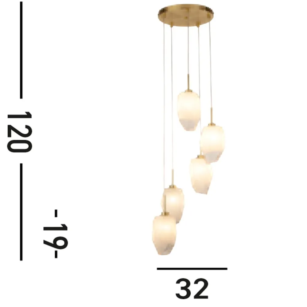 Searchlight Runde Pendelleuchte Glas Metall Ø32 cm in Messing Weiß* Bürolampen|Wohnzimmerlampen