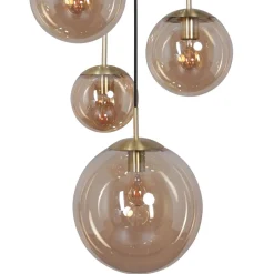 Steinhauer Runde Pendelleuchte Glas in Bernstein Ø60 cm E27 Modern* Hängelampen|Bürolampen