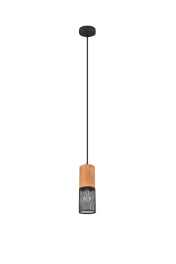 Trio Reality Runde Pendelleuchte Holz Metall Ø10 cm E27 wohnlich* Hängelampen|Bürolampen