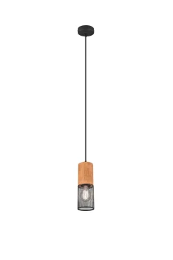 Trio Reality Runde Pendelleuchte Holz Metall Ø10 cm E27 wohnlich* Hängelampen|Bürolampen