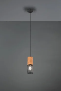 Trio Reality Runde Pendelleuchte Holz Metall Ø10 cm E27 wohnlich* Hängelampen|Bürolampen