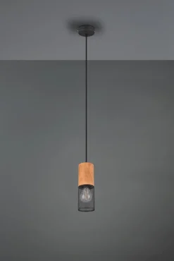 Trio Reality Runde Pendelleuchte Holz Metall Ø10 cm E27 wohnlich* Hängelampen|Bürolampen