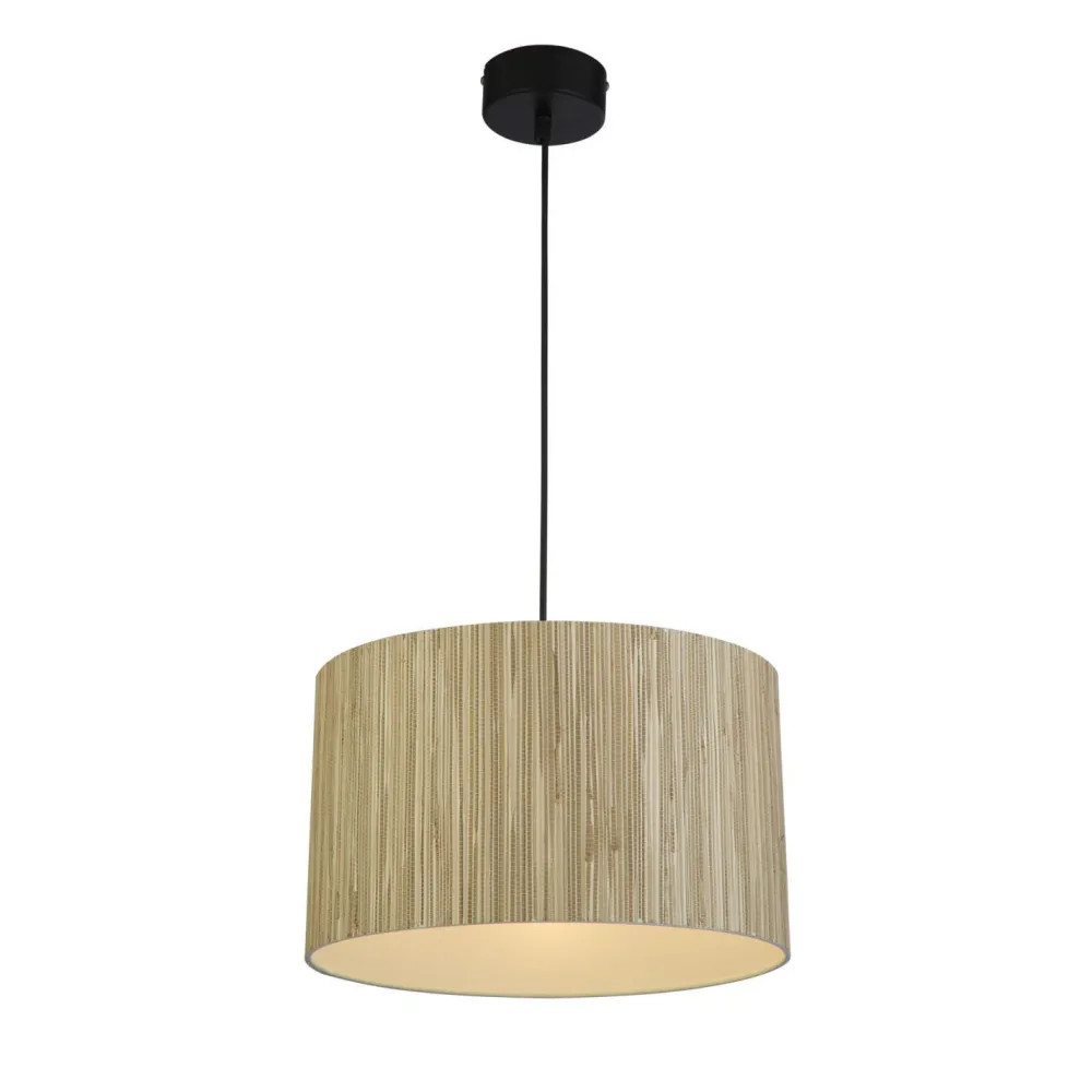 Outlet Searchlight Runde Pendelleuchte Holz Metall E27 B:35 cm natürlich