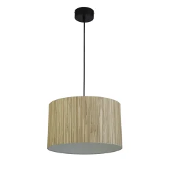 Outlet Searchlight Runde Pendelleuchte Holz Metall E27 B:35 cm natürlich