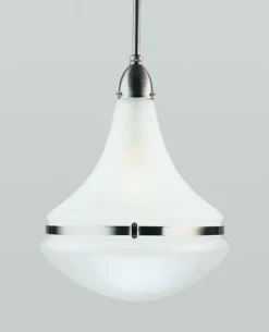 Clearance Berliner Messingleuchten Runde Pendelleuchte Messing Glas E27 Ø34 cm in Nickel