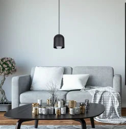 Clearance Belis Runde Pendelleuchte Metall Schwarz E27 Ø11 cm Loft