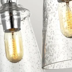 Hot Elstead Runde Pendelleuchte Metall Glas Ø 47,9 cm Chrom 3-flammig E27