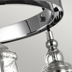 Hot Elstead Runde Pendelleuchte Metall Glas Ø 47,9 cm Chrom 3-flammig E27