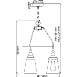 Hot Elstead Runde Pendelleuchte Metall Glas Ø 47,9 cm Chrom 3-flammig E27