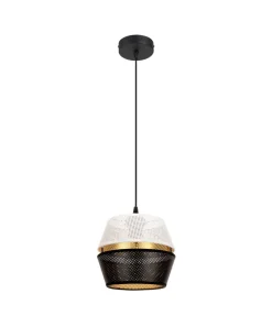 Belis Runde Pendelleuchte Metall Schwarz Weiß Gold E27 Ø20 cm* Hängelampen|Bürolampen