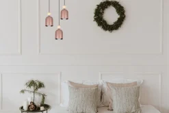 Belis Runde Pendelleuchte Pink Metall Holz 3-flmg E27 Ø36 cm* Hängelampen|Bürolampen